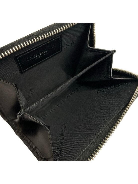 Dolce & Gabbana Coin Case Black L-shaped Zipper Leather